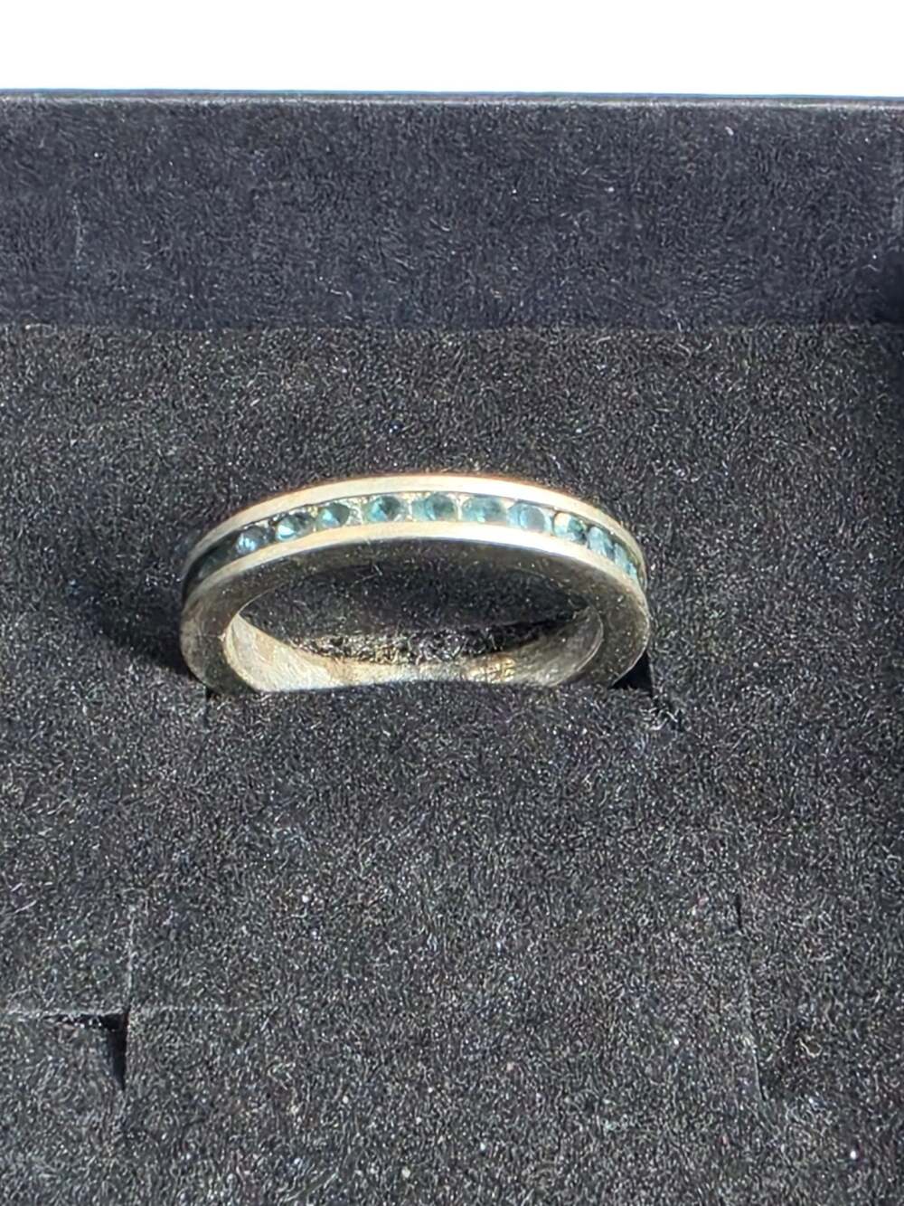 D'Joy 925 Sterling Silver Blue Gemstone Eternity Band Ring Size 13.5